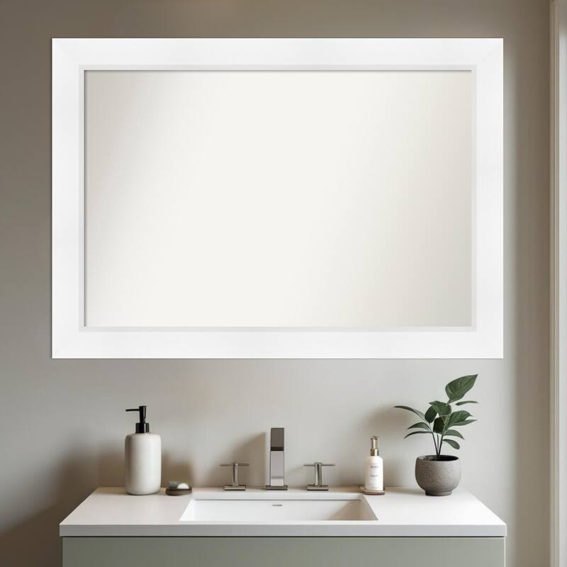 Sloped Non-Beveled Framed Bathroom Vanity Wall Mirror