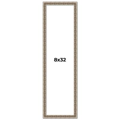 8x32 Frame Silver Versailles Ornate Solid Wood Picture Frame | 1 Inch