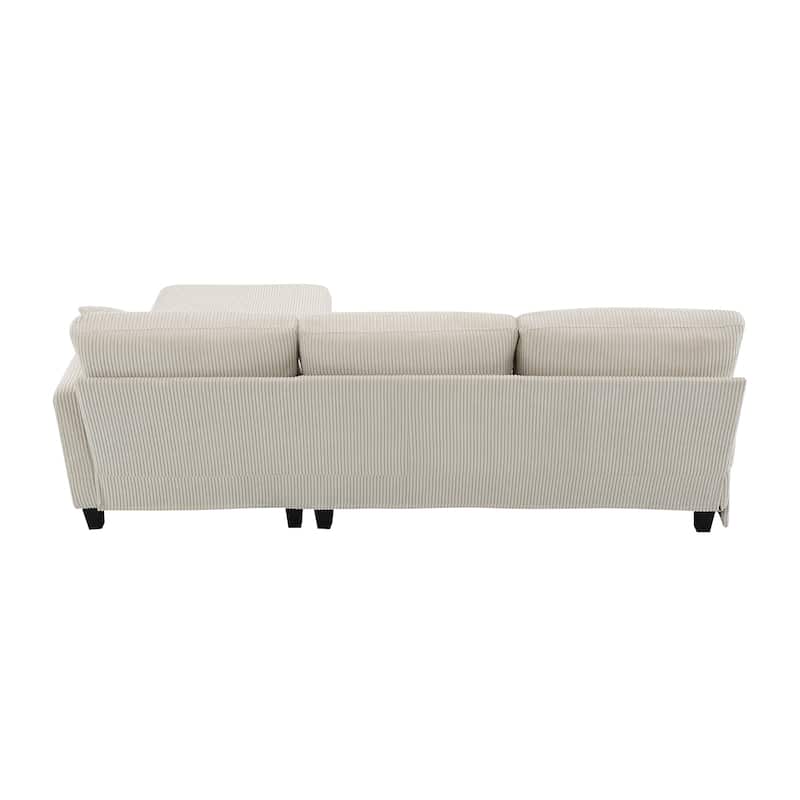 Modern 4-Seater L-Shaped Corduroy Sofa with Convertible Chaise for Living Room