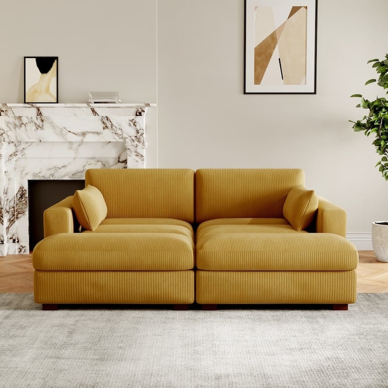 84" Corduroy Modular Sectional Sofa Couch for Living Room - 84" W