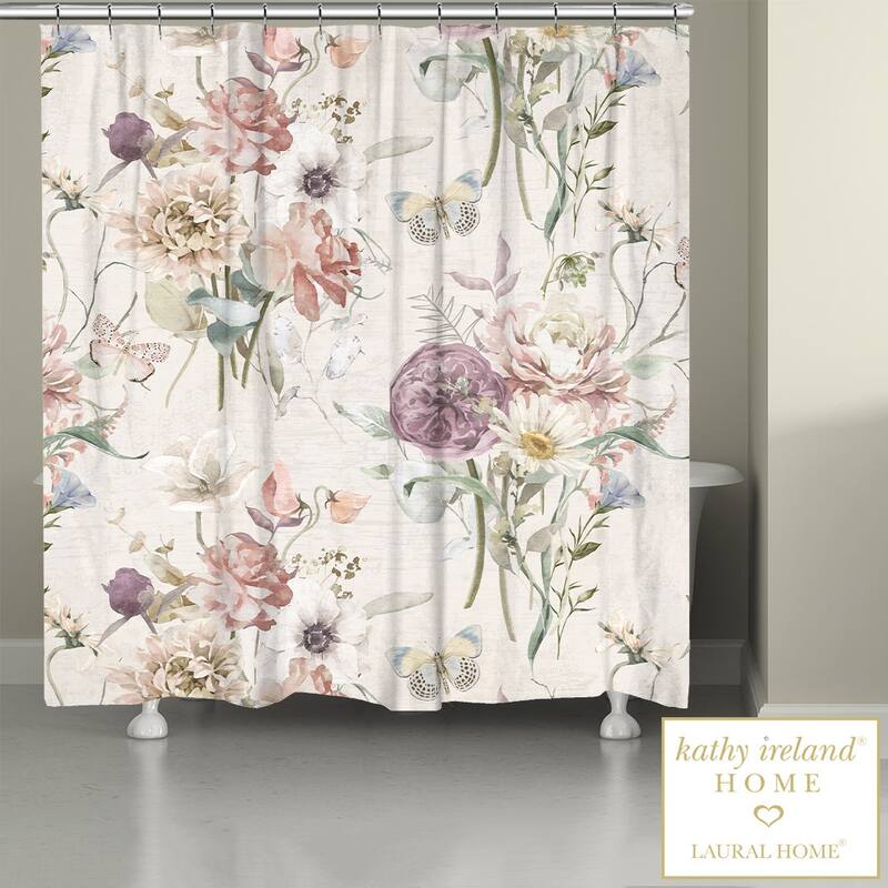 kathy ireland® HOME Scattered Wildflowers Shower Curtain by Laural Home