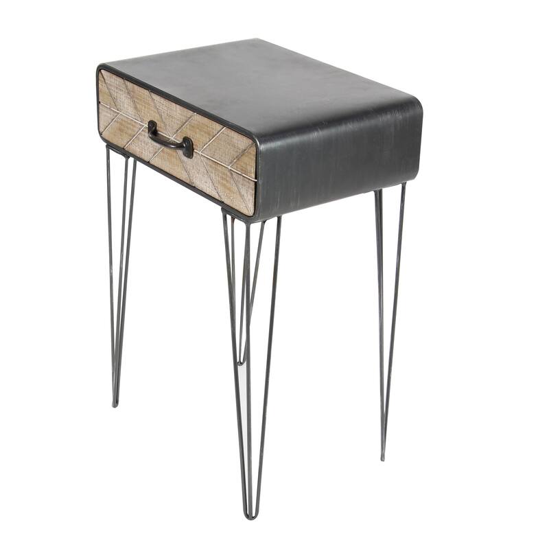 Black Metal Modern Accent Table - 12"W x 17"L x 26"H