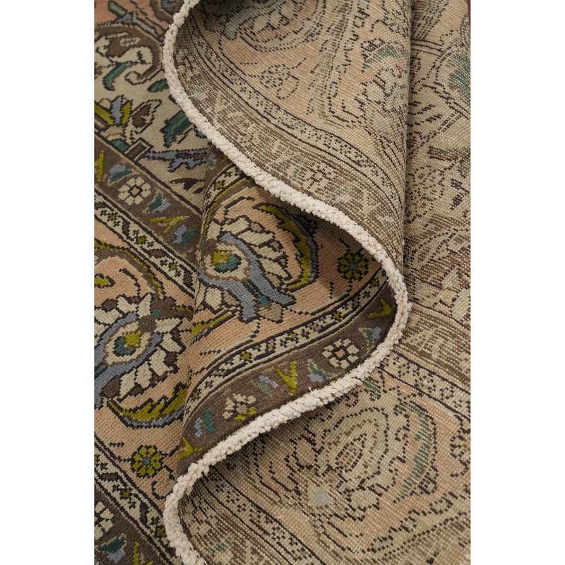 Hand Knotted Oriental 100% Wool Carpet Traditional Floral Pink Tabriz Area Rug - 11' 1'' X 7' 8''