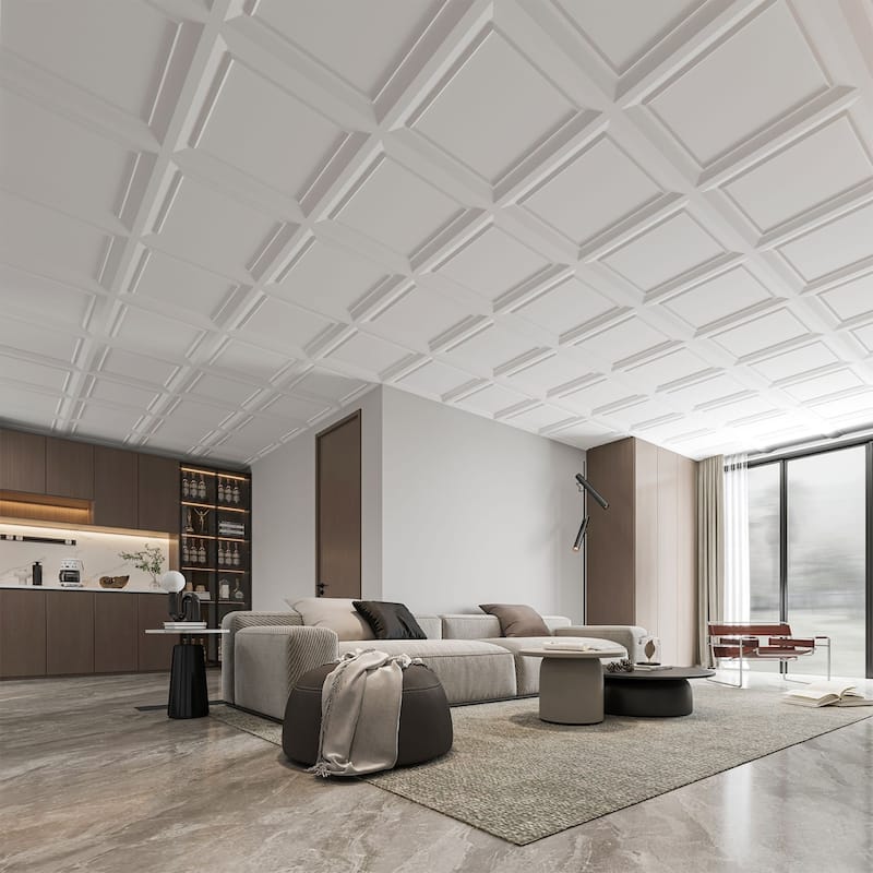 Art3d 23.82''x23.82'' Drop In Ceiling Tiles,PVC Wall Panels,Fire Rated,Waterproof,12-Pack,Cover 48 Sq.Ft