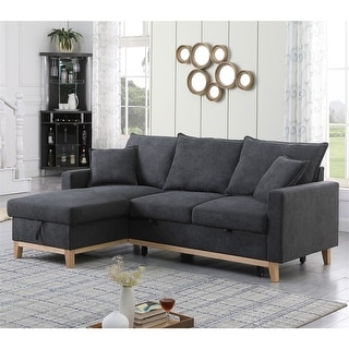 Woven Reversible Sleeper Sectional Sofa with Storage Chaise - Bed Bath ...