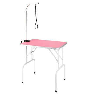 32" Foldable Pet Grooming Table with Adjustable Arm Pink - N/A