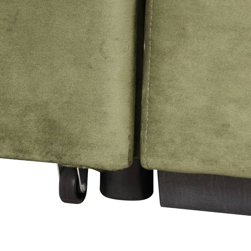 84.75" Velvet Convertible L-Shaped Sleeper Sofa with Storage Ottoman