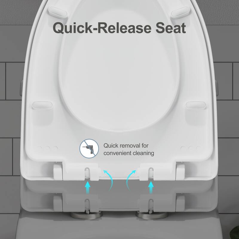 HOROW 1 Piece Dual Flush Elongated Toilet White 0.8 1.28 GPF Seat Included