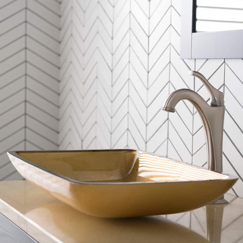 Kraus Arlo & Glass 21-7/8" Glass Vessel Bathroom Sink with 1.2 GPM