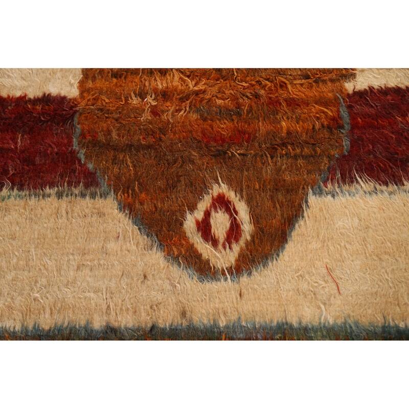 Hand Knotted Oriental 100% Wool Carpet Modern Tribal Oranges & Rust Moroccan Area Rug - 9' 11'' X 6' 8''