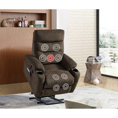 Power Lift Fabric Massage Recliner Sofa with Pocket,Cup Holder,USB