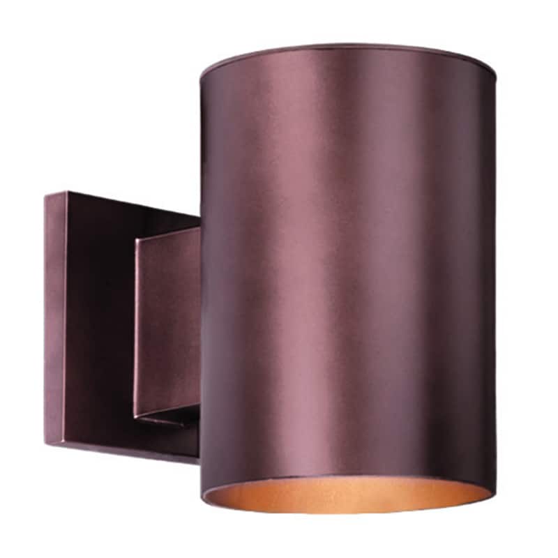 Chiasso Aluminum 1 Light Bronze Dark Sky Cylinder Outdoor Wall Lantern - 5-in W x 7.25-in H x 8-in D - Bronze - 5-in W x 7.25-in H x 8-in D