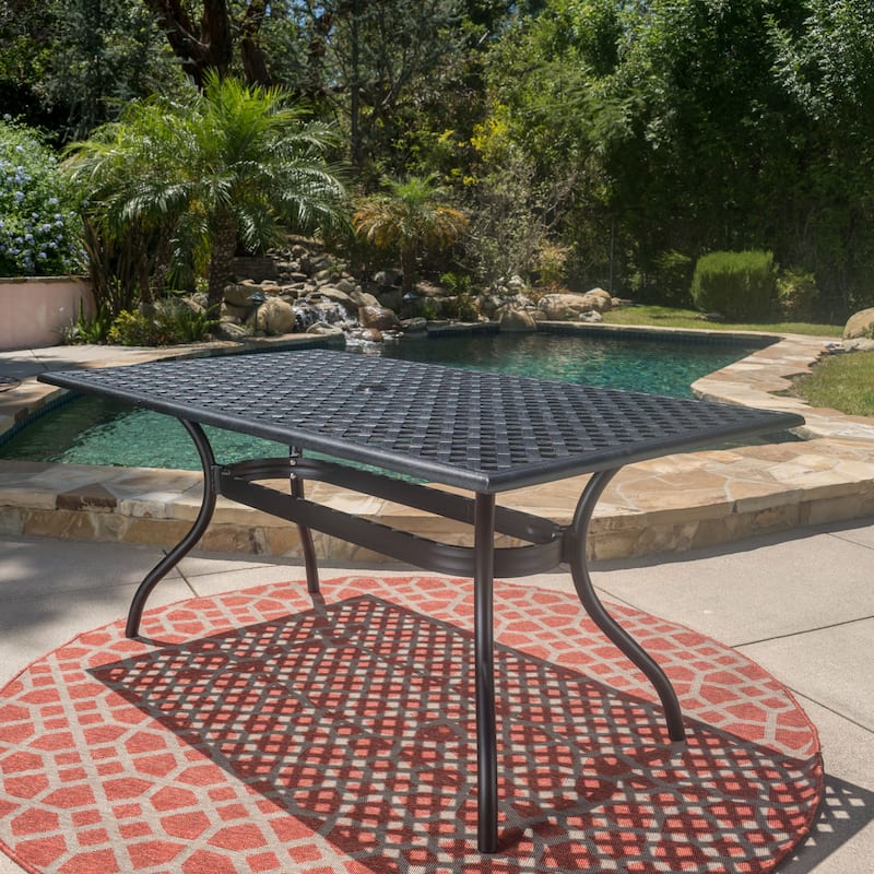 Cayman Black Sand Cast Aluminum Dining Table by Christopher Knight Home - Black Sand