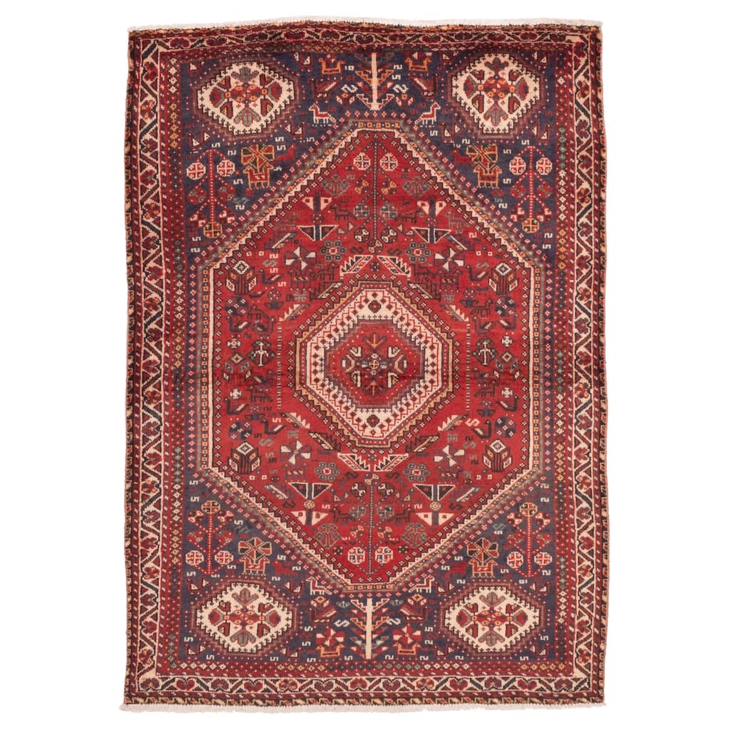 ECARPETGALLERY Hand-knotted Melis Vintage Red Wool Rug - 4'2 x 6'0