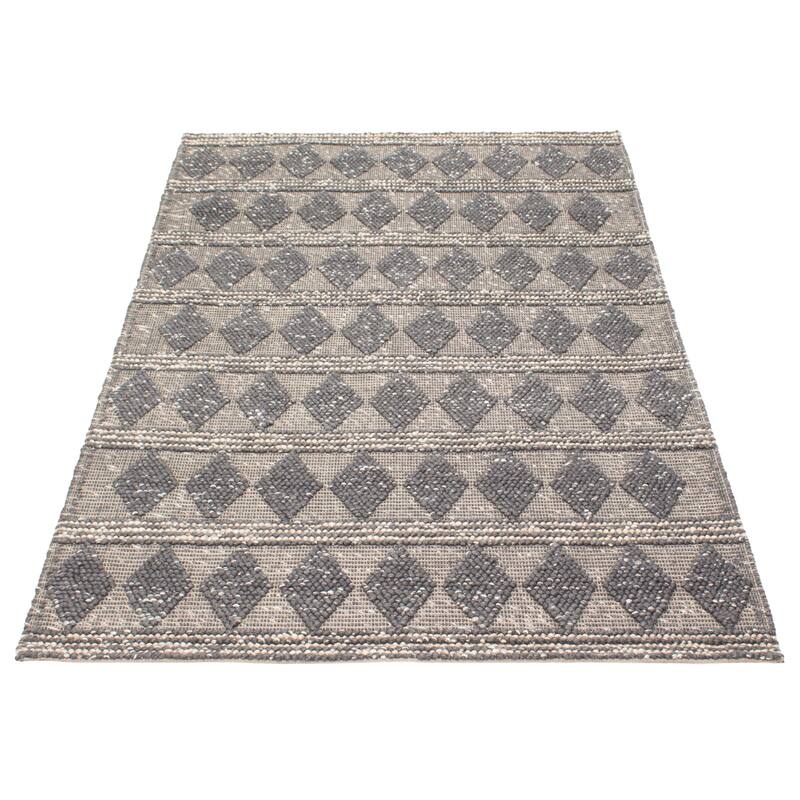 ECARPETGALLERY Braid weave Sienna Grey Wool Rug - 6'0 x 8'11