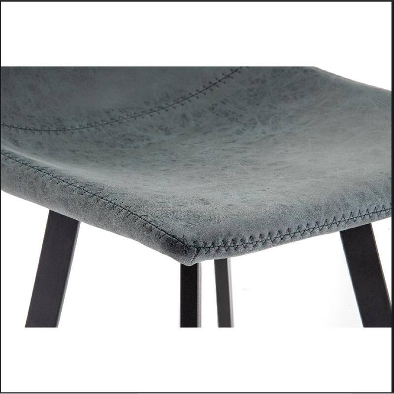 Elland Modern Upholstered Leather Bar Stool with Stainless Steel Legs, Curve Padded Seat, Built-in Footrest, and Plastic Glides