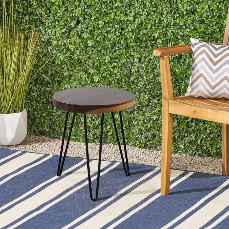 Greenage Teak End Table Solid Live Edge Side Table