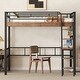preview thumbnail 3 of 10, Full Metal Loft Bed with Desk and Storage Shelf, Black