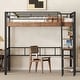 preview thumbnail 3 of 11, Metal Full Size Loft Bed with Built-in Desk, Storage Shelf and Ladder, Black