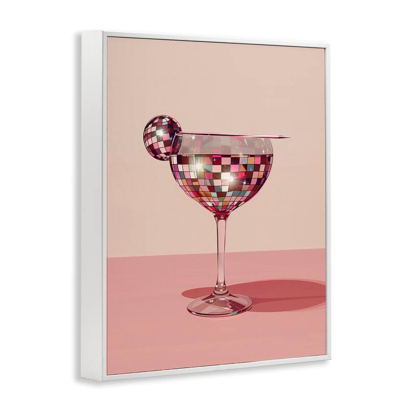Stupell Rosy Hued Disco Drink Framed Giclee Art Design By Arlington Prints