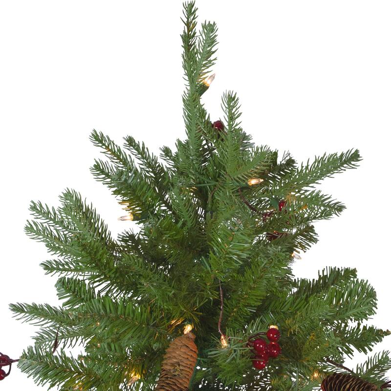 Real Touch™️ Pre-Lit Medium Mixed Winter Berry Pine Artificial Christmas Tree - 6.5' - Clear Lights