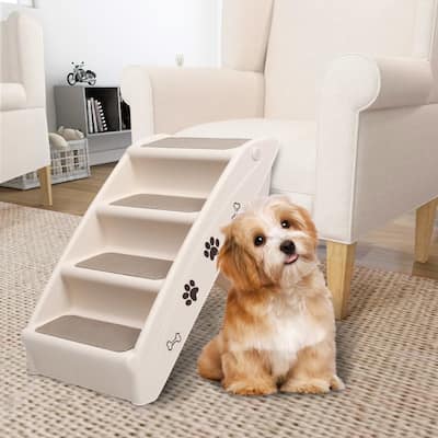 vidaXL Dog Stairs Foldable Dog Ramp Pet Stairs for High Bed Couch Car Sofa - 24.4" x 15.7" x 19.5"