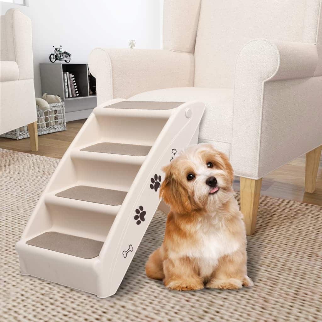 vidaXL Dog Stairs Foldable Dog Ramp Pet Stairs for High Bed Couch Car Sofa - 24.4" x 15.7" x 19.5"