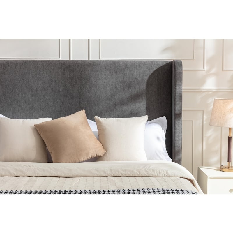 54" High Tall Headboard Velvet Upholstered Bed