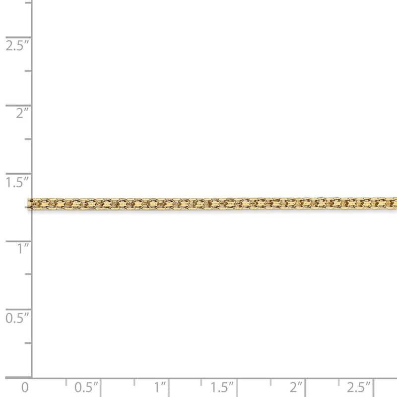 Curata 14k Yellow Gold 10" 2mm Flat Bismark Chain Ankle Bracelet (Lobster-claw)