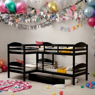 Simple Twin over Twin L-Shaped Bunk Bed with Trundle