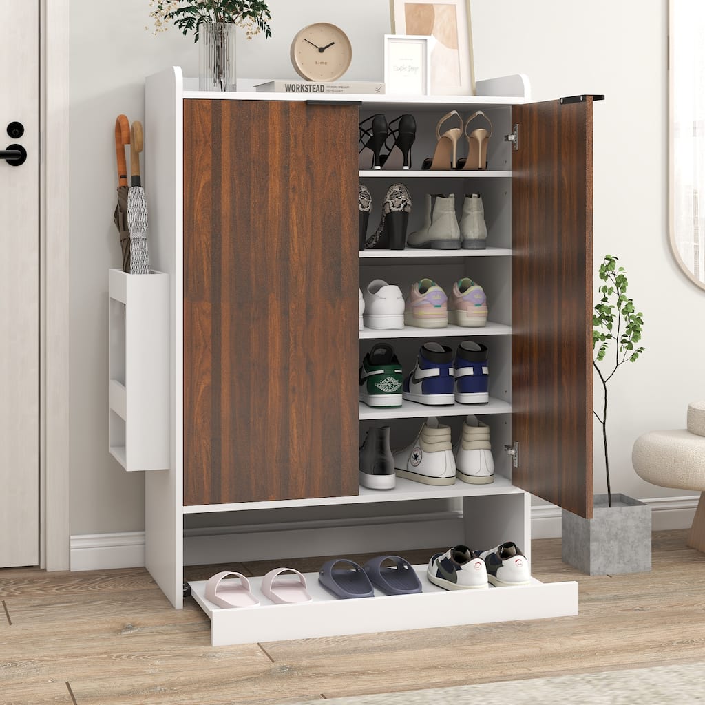 6-Tier Shoe Storage Cabinet with Slide Out Shelf and Umbrella Stand