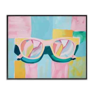 Stupell Blocked Pastels & Sunglasses Framed Giclee Art Design By Arlington Prints