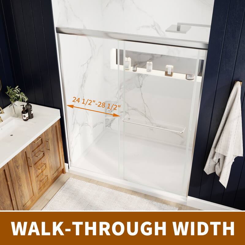 Modland 56-60"x70'' Adjustable Double Sliding Shower Door, 1/4" ANSI Glass with Nano Coating, Framed Bypass Enclosure