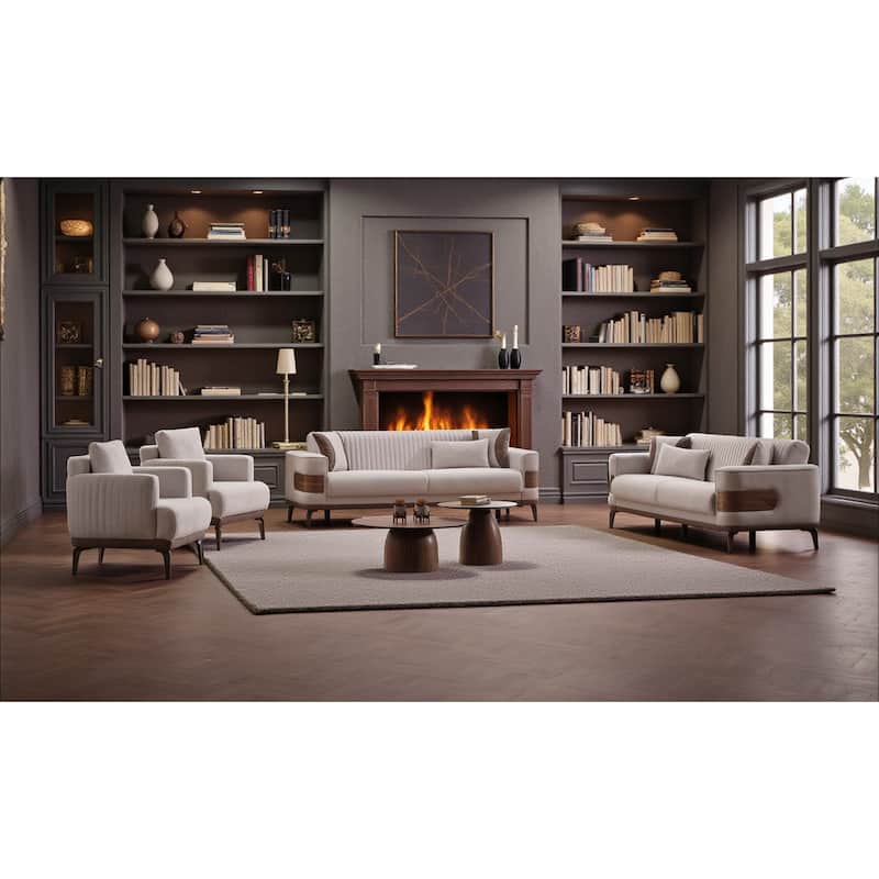 Altair 4 Pieces Living Room Sets 2 Sofa 2 Chair - Cream