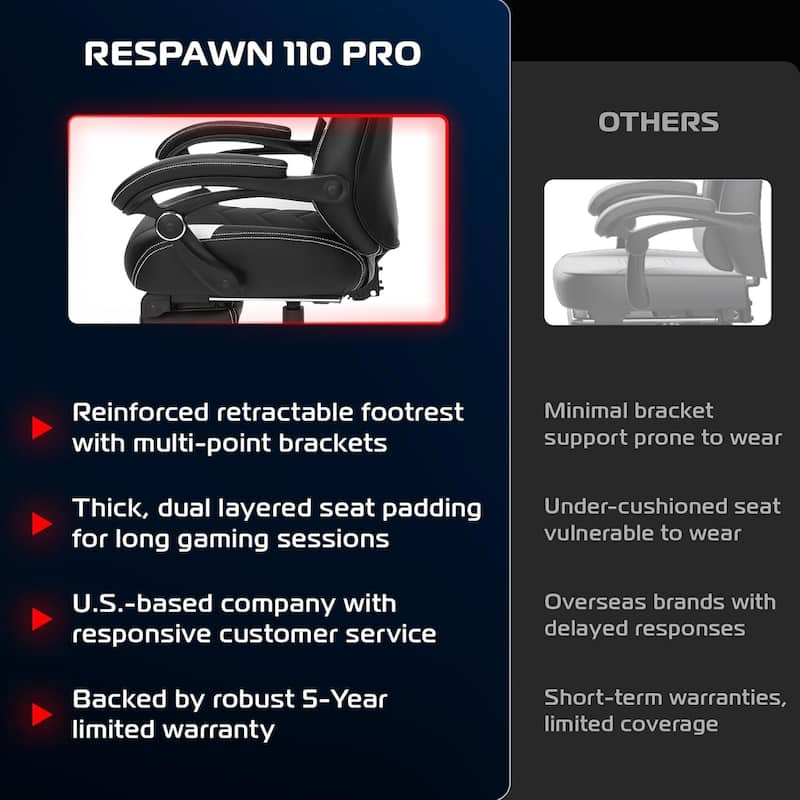 RESPAWN 110 Pro Gaming Chair - Gaming Chair with Footrest, Ergonomic Computer Desk Chair