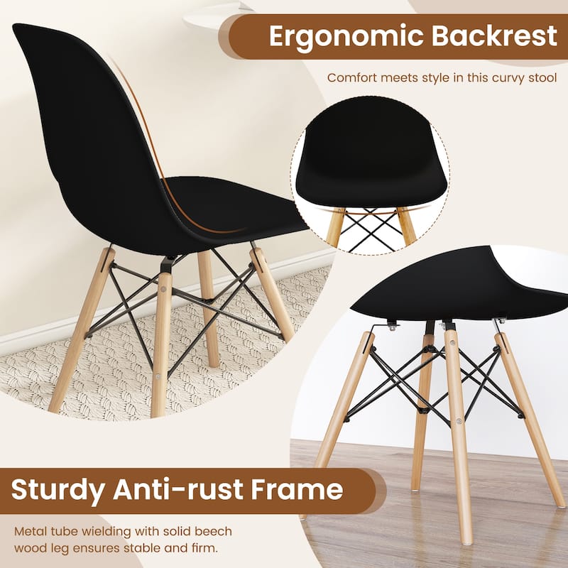 Set of 4 Modern Dining Chairs with Beech Wood Legs and Ergonomic Backrest for Kitchen or Dining Room