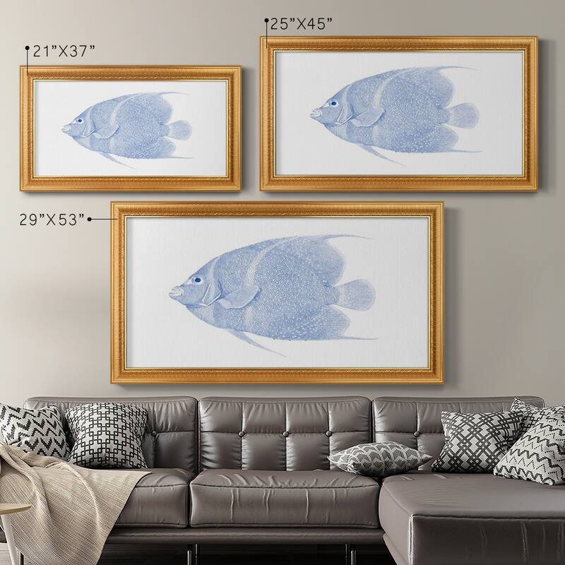 Blue & White Tropical Fish V Premium Framed Canvas- Ready to Hang