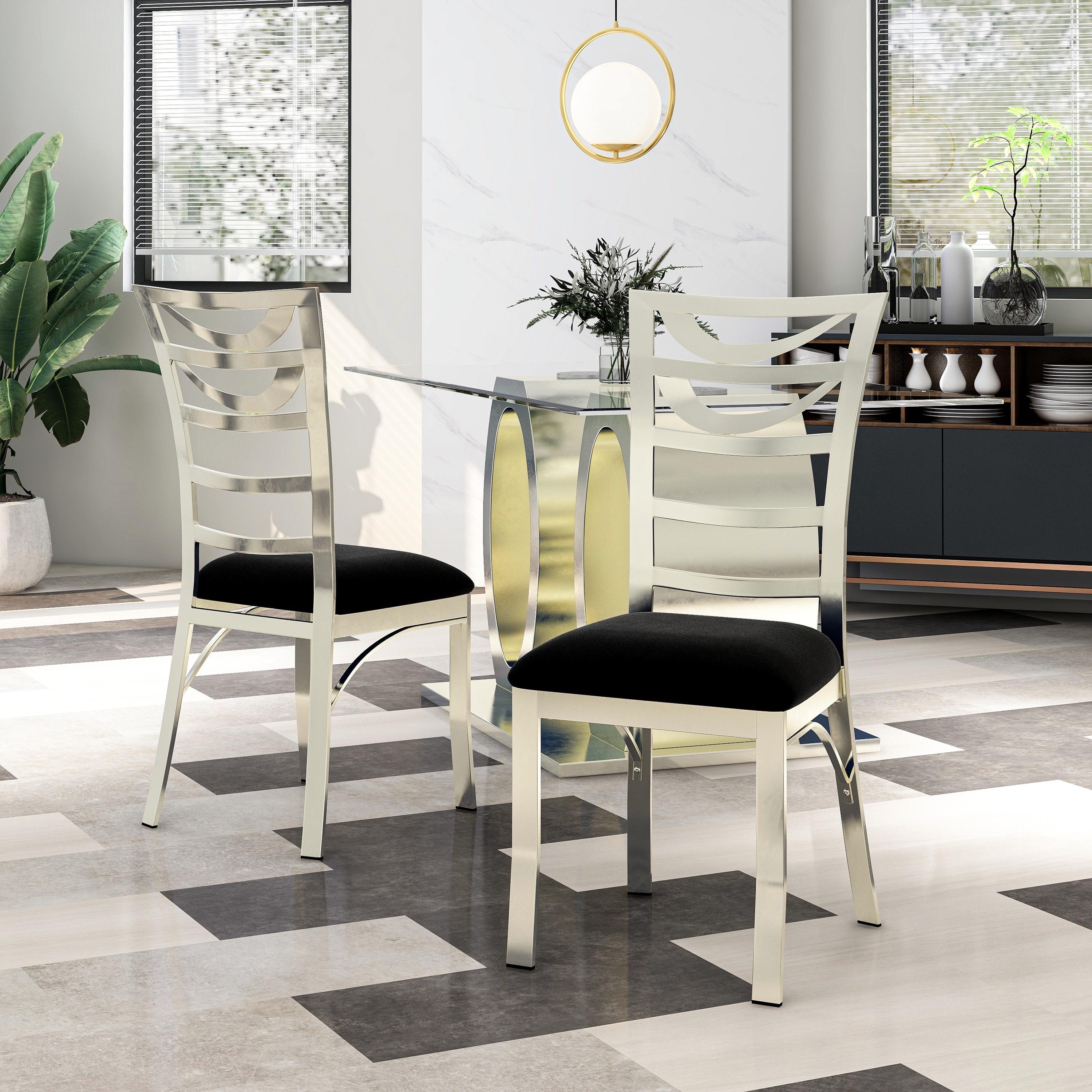 Furniture of America Caia Modern Silver Metal Dining Chairs (Set of 2)