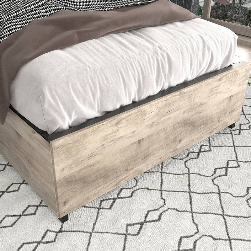 Twin Size Platform Bed Frame,Storage Headboard with Charging Station