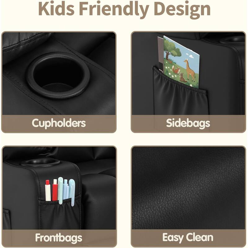 MCombo Big Kids Recliner Chair with Cup Holders - 28.3"(L)x26.0"(W)x34.2"(H)