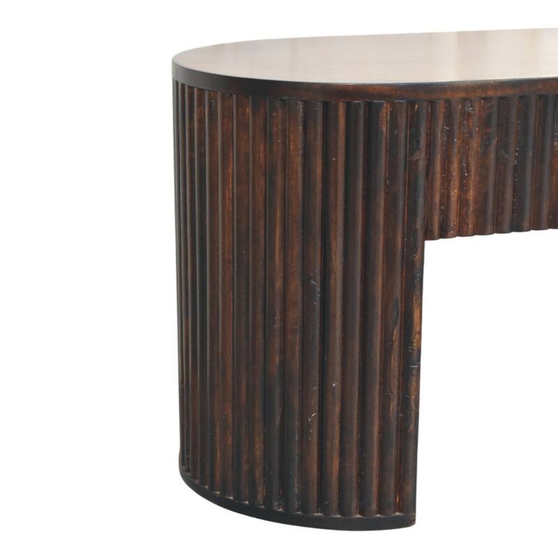 Artisan Furniture Solid Wood Velvet Mocha Fluted Console Table ,Black