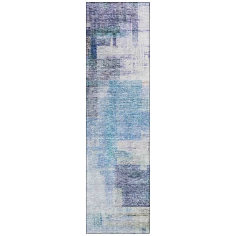 Machine Washable Indoor/ Outdoor Contemporary Abstract Chantille Rug
