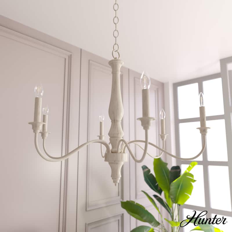 Hunter Teren 6-Light Chandelier - Dining Room, Entry, Living Room - French Country, Vintage, Farmhouse, Candle