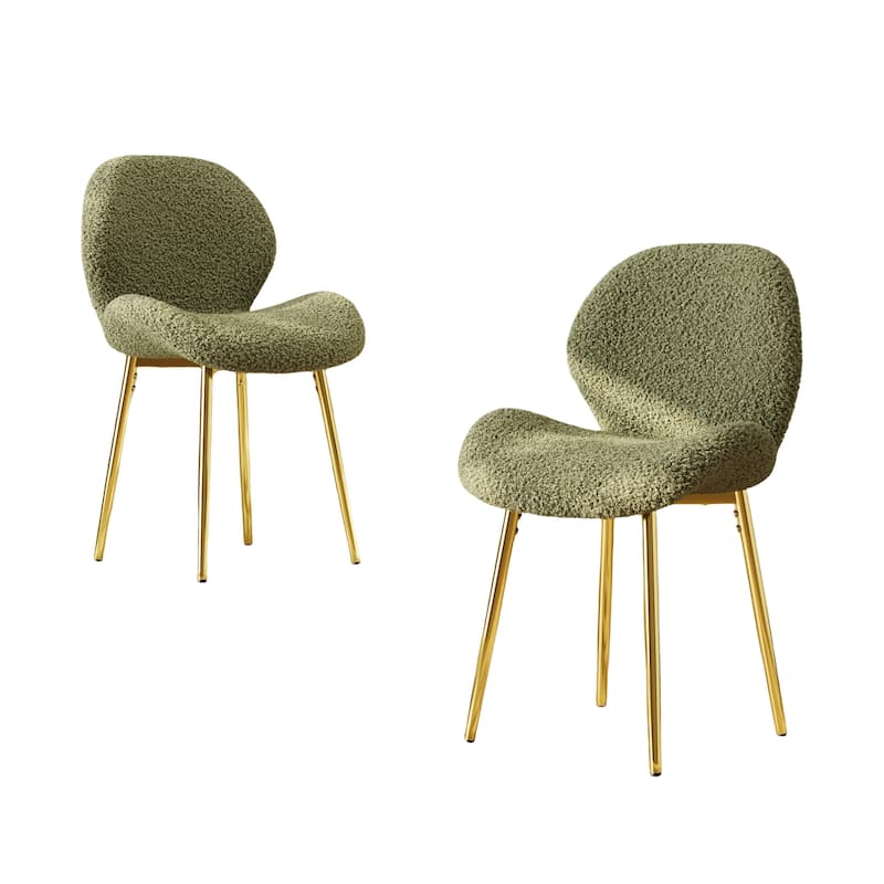 Modern Velvet Dining Chairs, Gold Metal Legs, Kitchen/Office, Set of 2