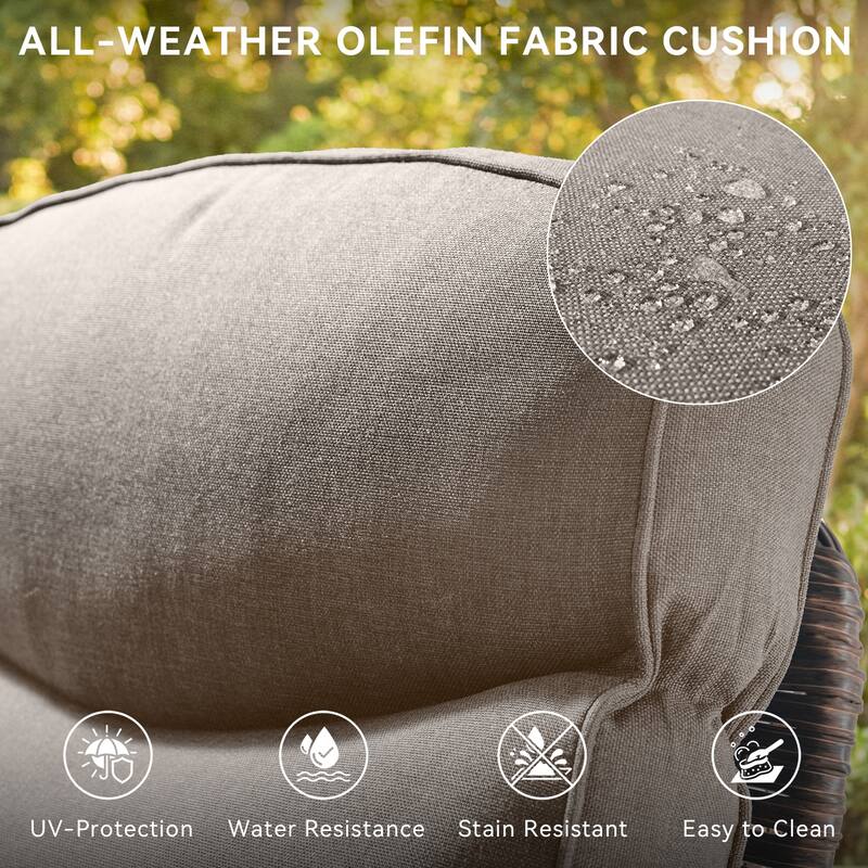 Pocassy Outdoor 10-Piece Swivel Chair Side Table with Ottoman