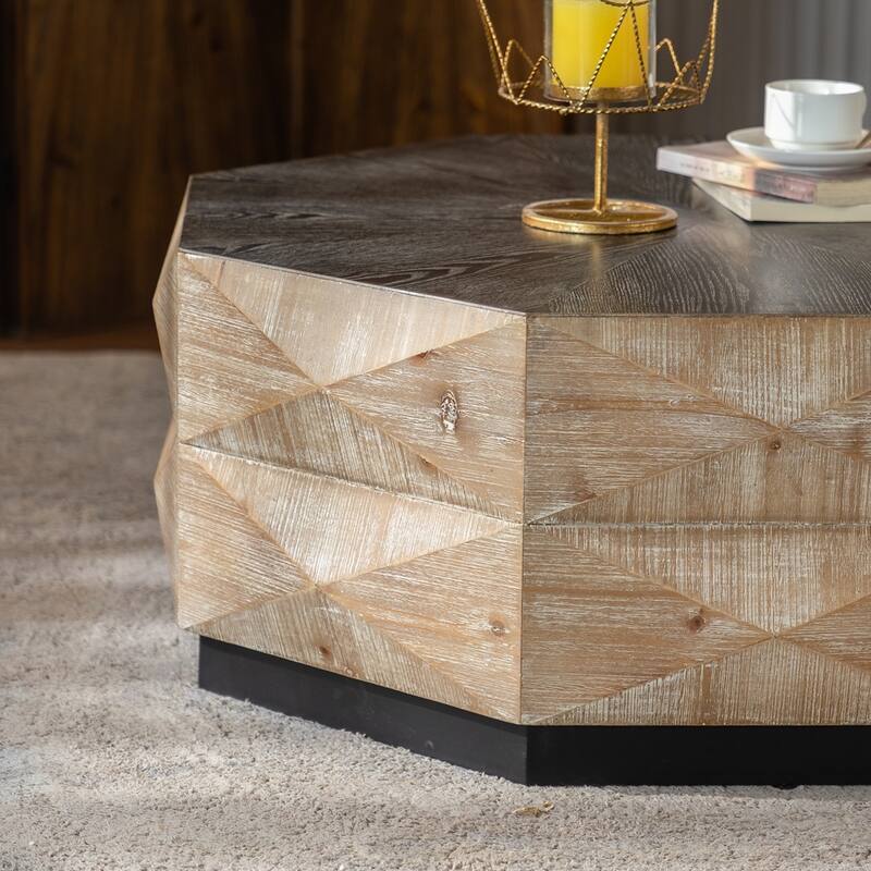 Living Room Home Rustic Cocktail Table Center Large Circle Coffee Table