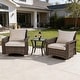 preview thumbnail 2 of 7, Nuu Garden 3-Piece Patio Wicker Conversation Set with Swivel Chairs, Zippered Cushions