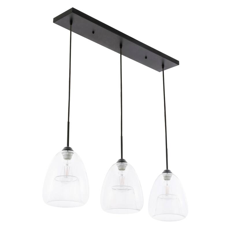 Elise 36-Inch 3-Light Clear Pendant - Black