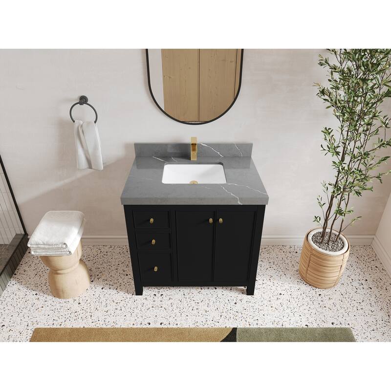 Willow Collections 36 in. W x 22 in. D Chicago Center Sink Right Bathroom Vanity with Countertop