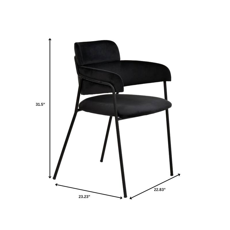 LeisureMod Set of 2 Axis Upholstered Dining Chairs with Black Stainless Steel Legs, Modern Side Chair for Kitchen Home Office